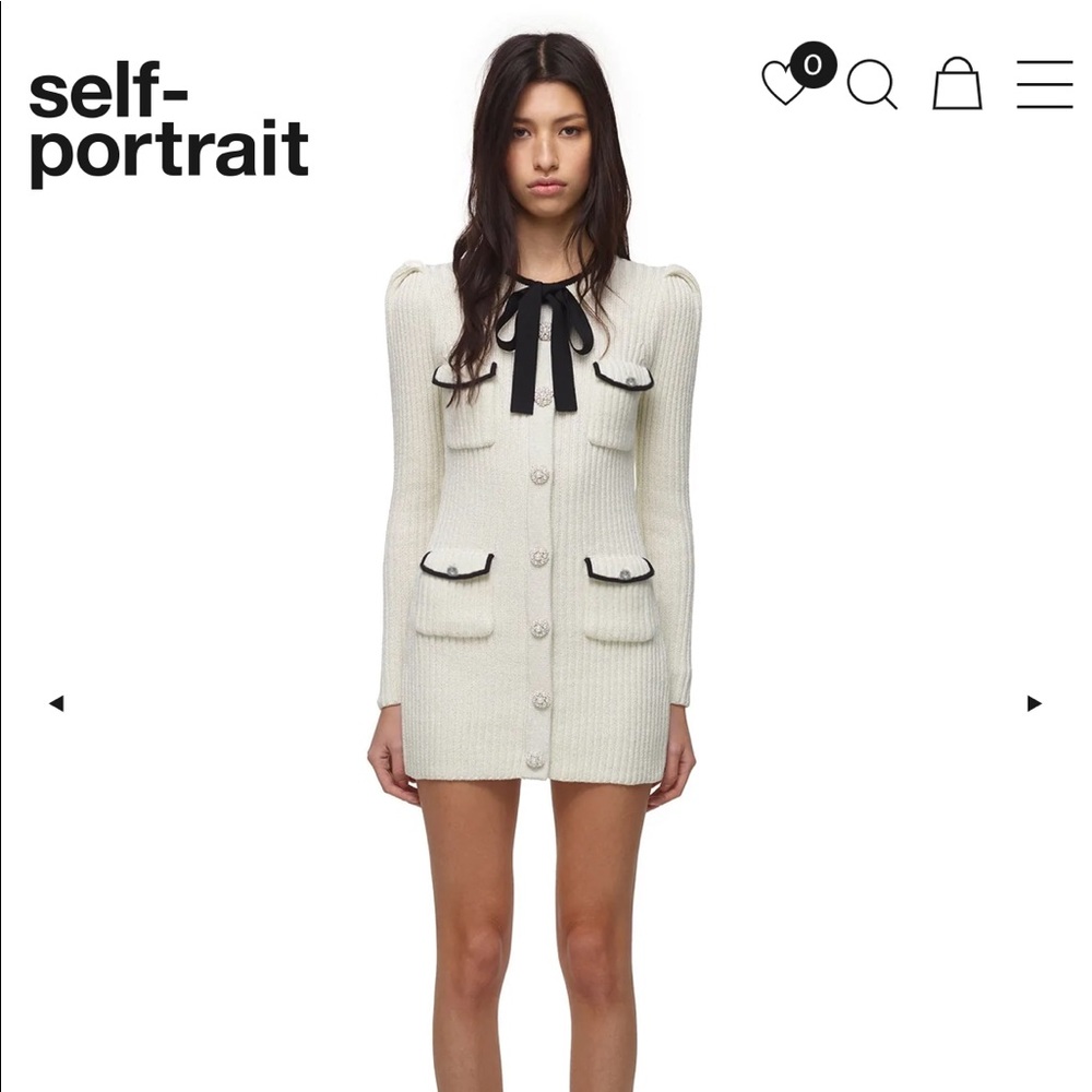 Self portrait ivory lurex knit dress